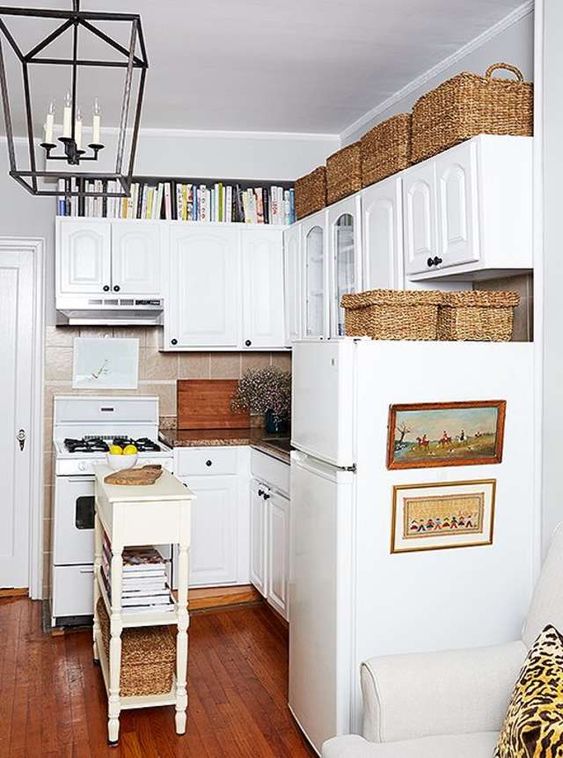 Cookbooks above Kitchen Cabinets