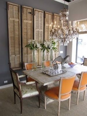 Dining Room with Shutter Wall Accent 