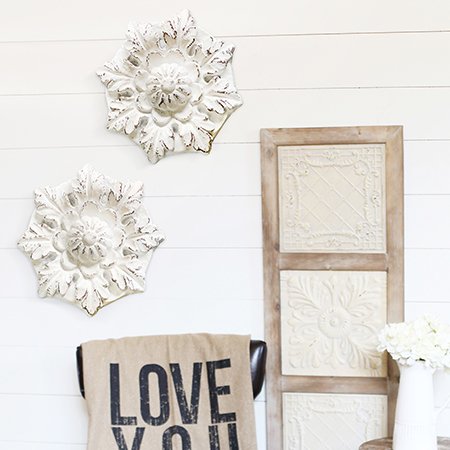 floral stone wall decor