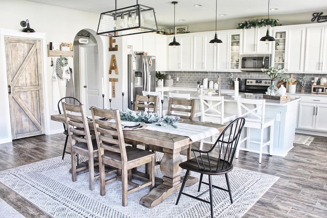 kitchen lighting over farm table