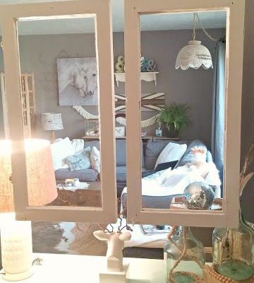 old window frame room divider