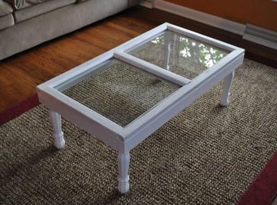 coffee table using old window frames