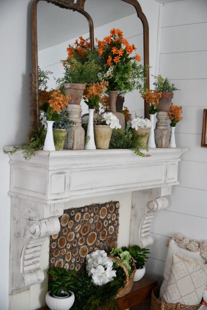 white-wood-fireplace-shelf